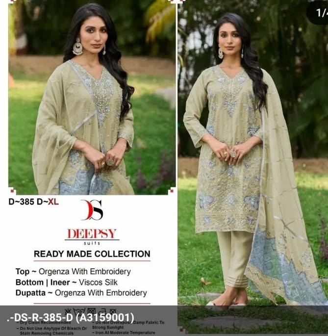Deepsy D 385 A To D Organza Pakistani Suits Wholesale Price In Surat